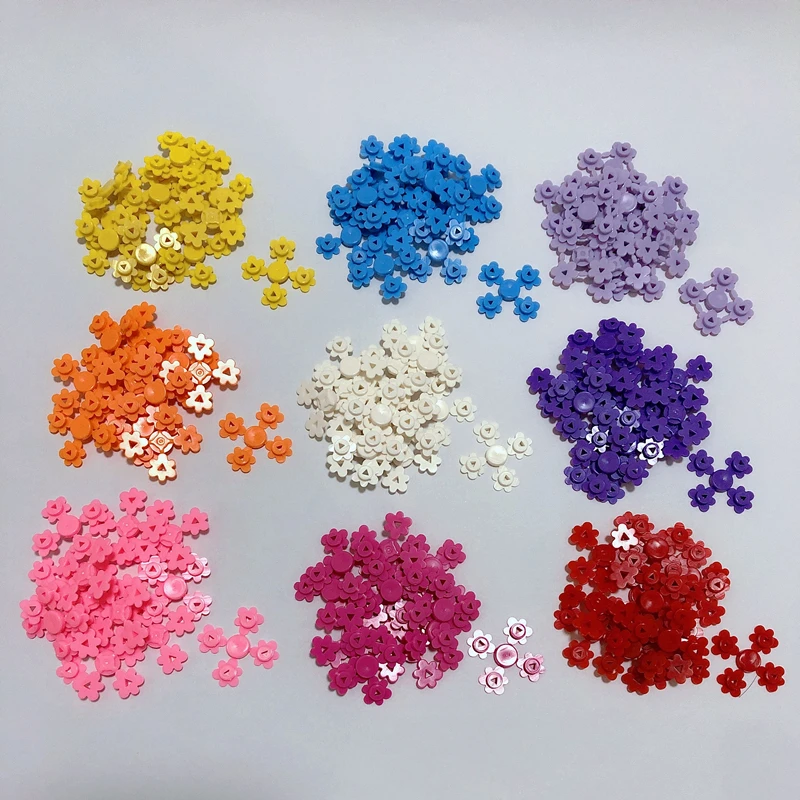 Compatible With Lego Small Grain Building Block 3742 Six Petal Flower Purple Pink Blue White Red Yellow With MOC Castle Garden