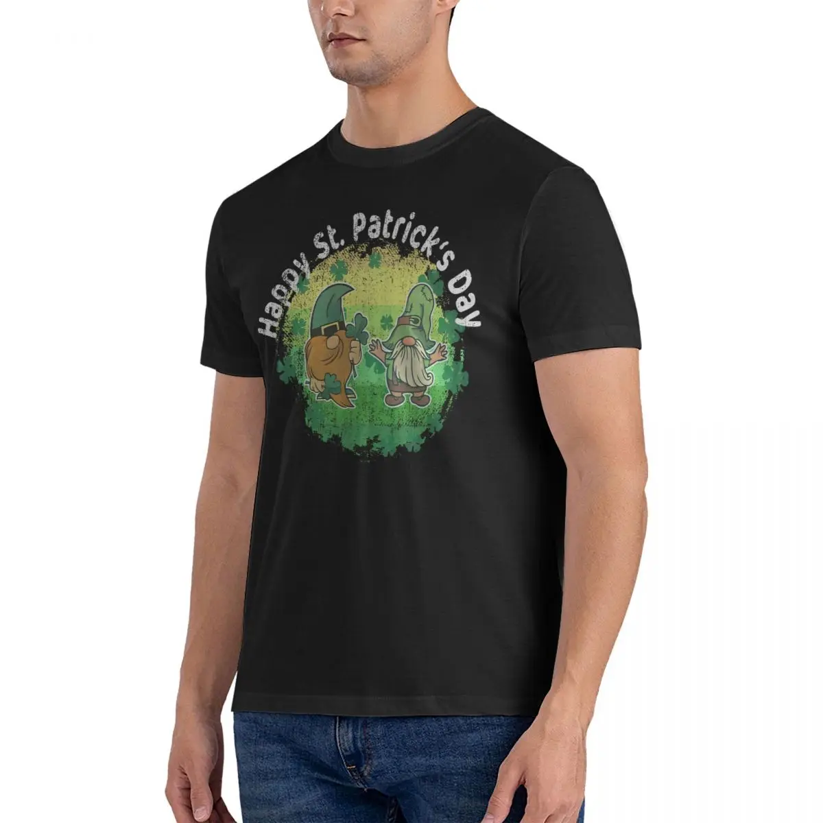 Men Happy St Patricks Day Leprechaun Sunset Clover T Shirts La Llamada De Los Gnomo Cotton Clothes Humor Short Sleeve