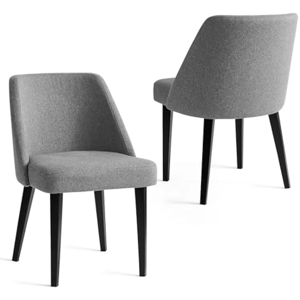 Minimalist Modern Ultra Comfortable Upholstered Dining Chairs with Metal Legs, Quick Assembly, Set of 2, Gray