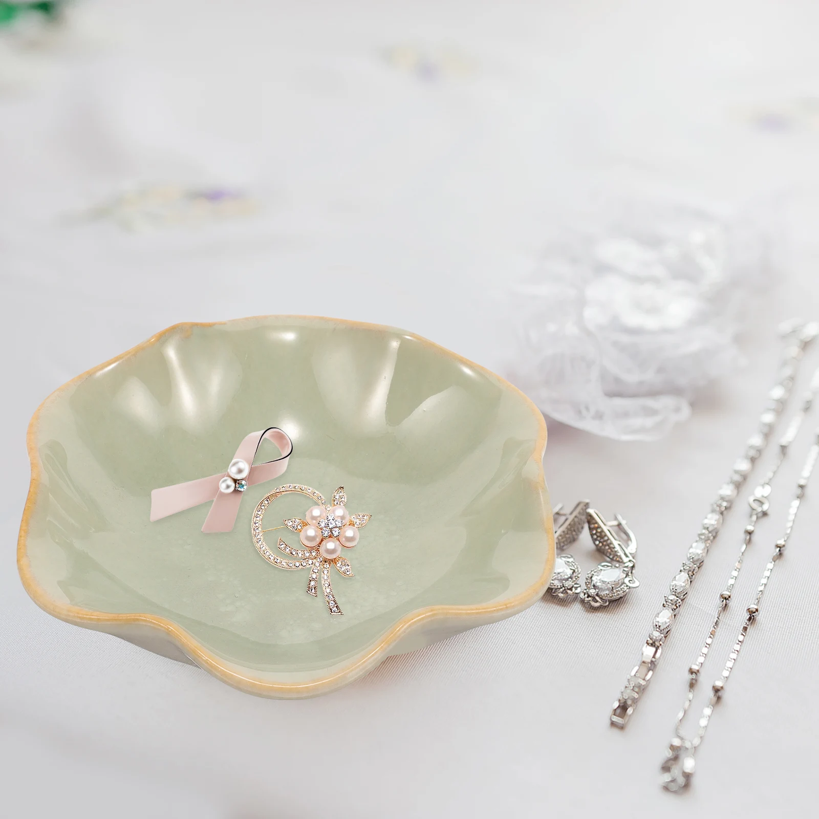 

Керамический поднос для ювелирных изделий, тарелка для хранения ювелирных изделий в европейском стиле, держатель для безделушек для настольного дисплея, блюдо для безделушек