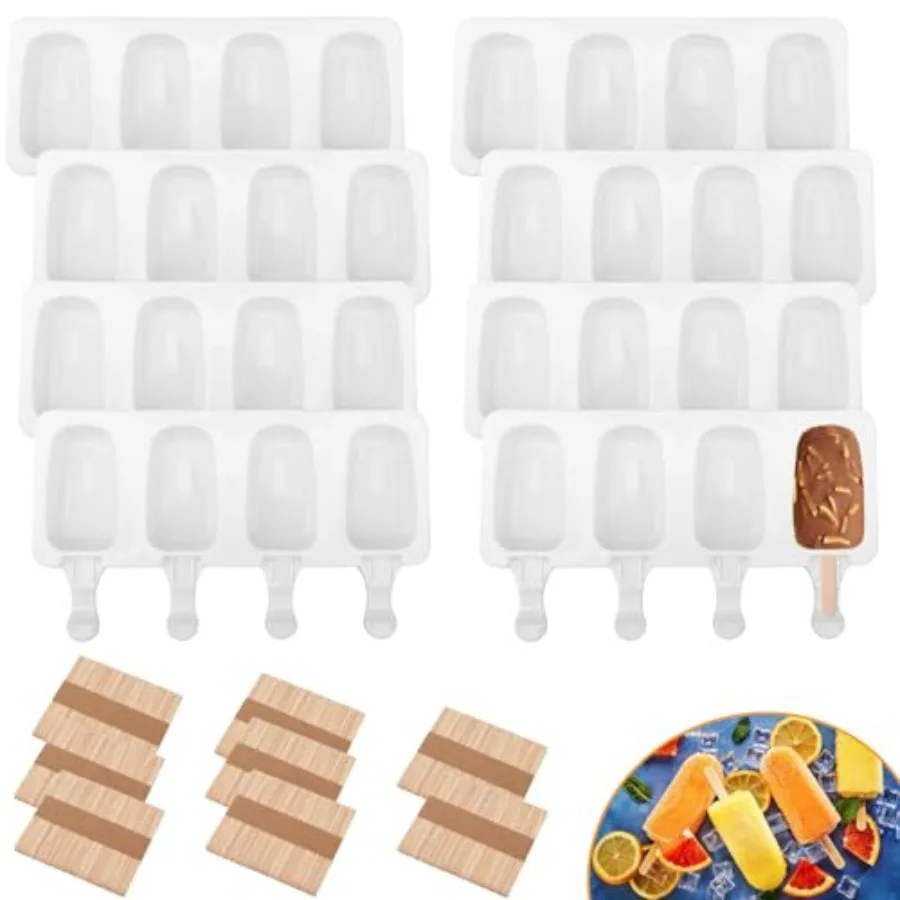 

Silicone Popsicle Molds Cavities Ice Cream Oval Cake Molds with 00 Sticks, Reusable Ice Pop and Cakesicle Mould for,DIY Frozen