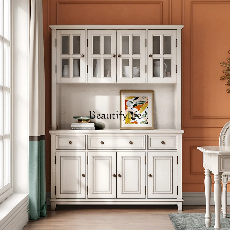 

04American side cabinet white restaurant modern simple upper and lower wine cabinet