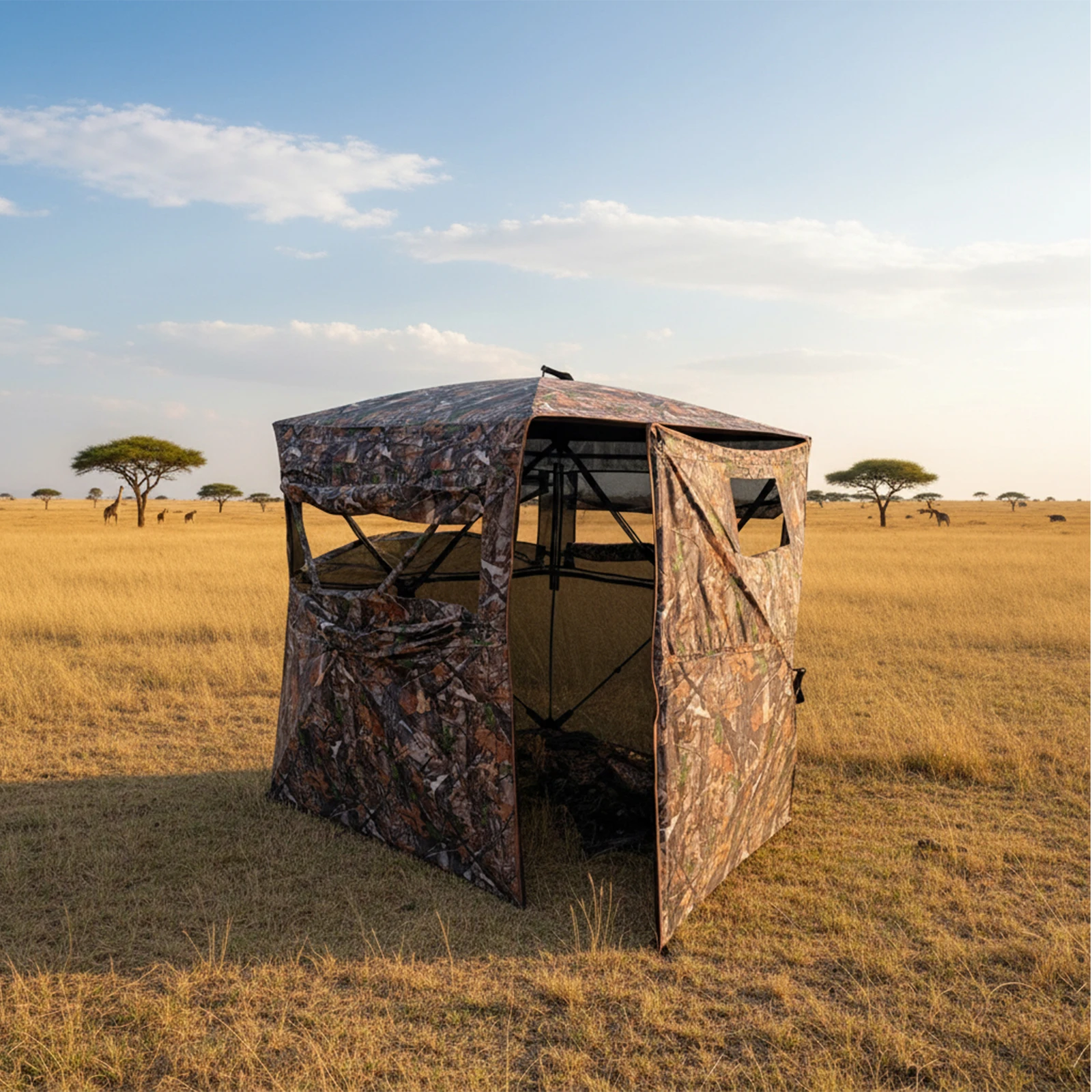 Pop Up Hunting Blind 360 Degree Side Opening Door One Way Mesh for Deer Turkey Hunting Bird Watching Outdoor