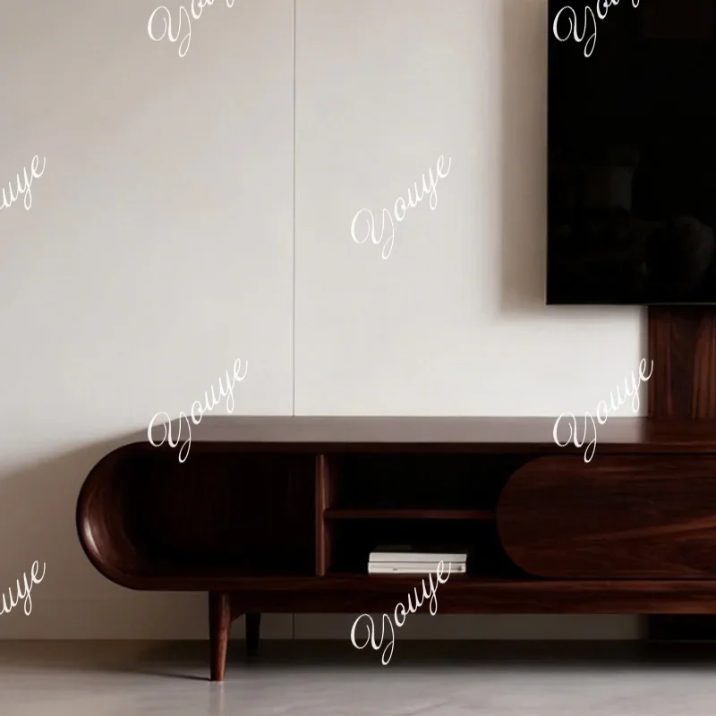 J جديد الصينية الجوز الأسود خزانة التلفزيون خشب متين غرفة المعيشة خزانة بسيطة الشمال سجل شقة صغيرة خزانة جانبية #2