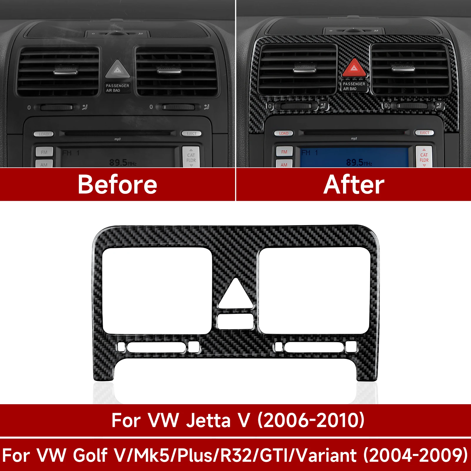 

Автомобильная наклейка на панель центрального управления воздуховыпускным отверстием из углеродного волокна для VW Jetta V Golf V Golf Mk5 Plus R32 GTI Variant, аксессуары