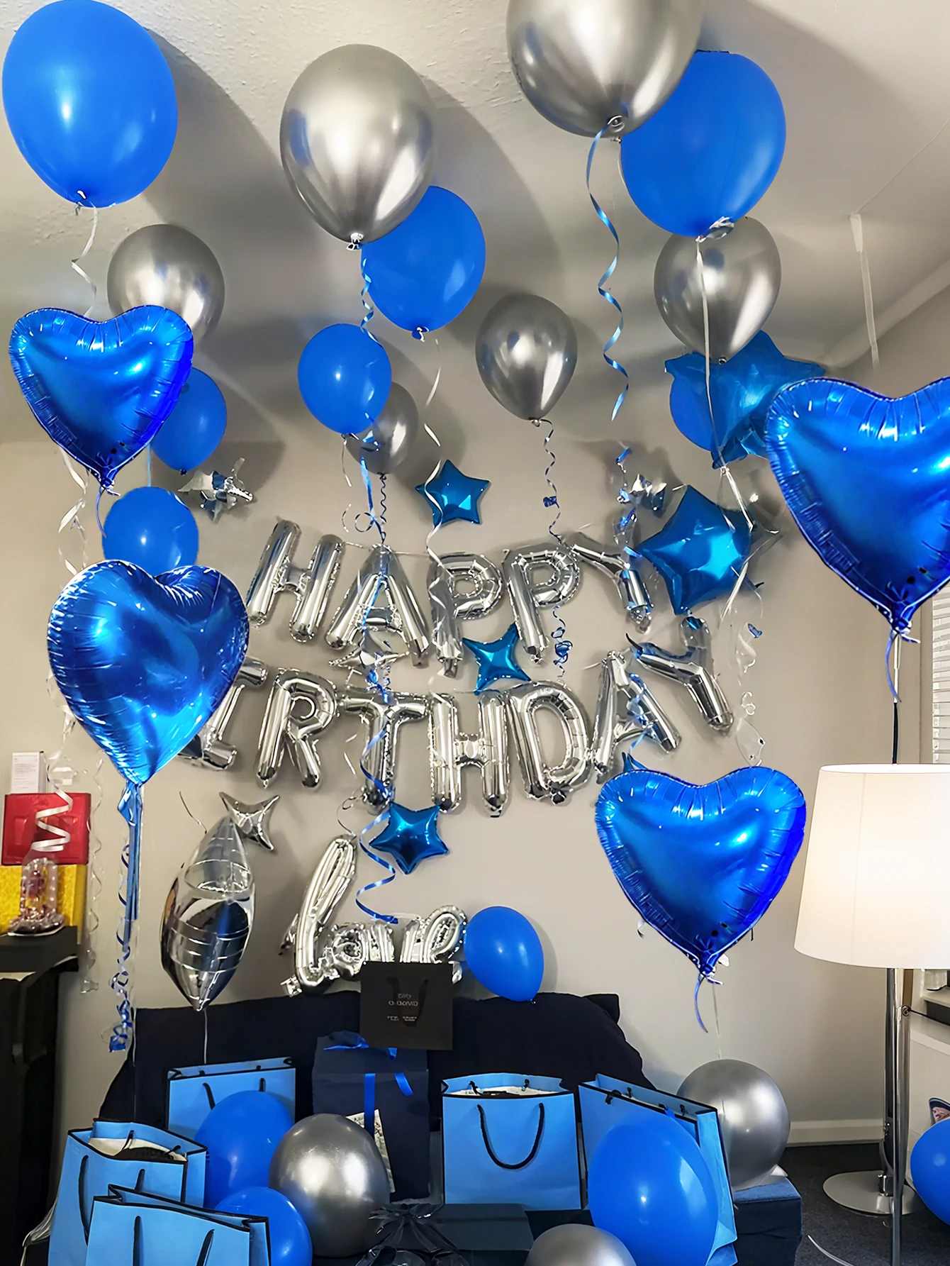 41 قطعة من بالونات عيد الميلاد السعيدة الزرقاء، مناسبة لحفلات أعياد الميلاد أو دش الزفاف، الخلفية أو الذكرى السنوية أو زينة عيد الحب #4