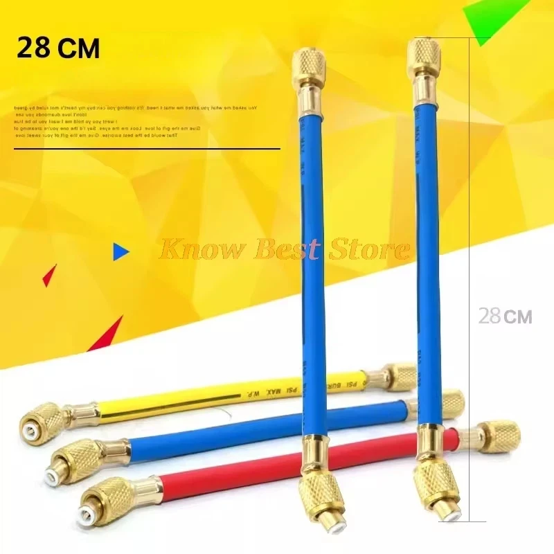 1/4 SAE Three Color Short Tube Car AC Airconditioning Tube Refrigerant Charging Hose Fluoride Tube