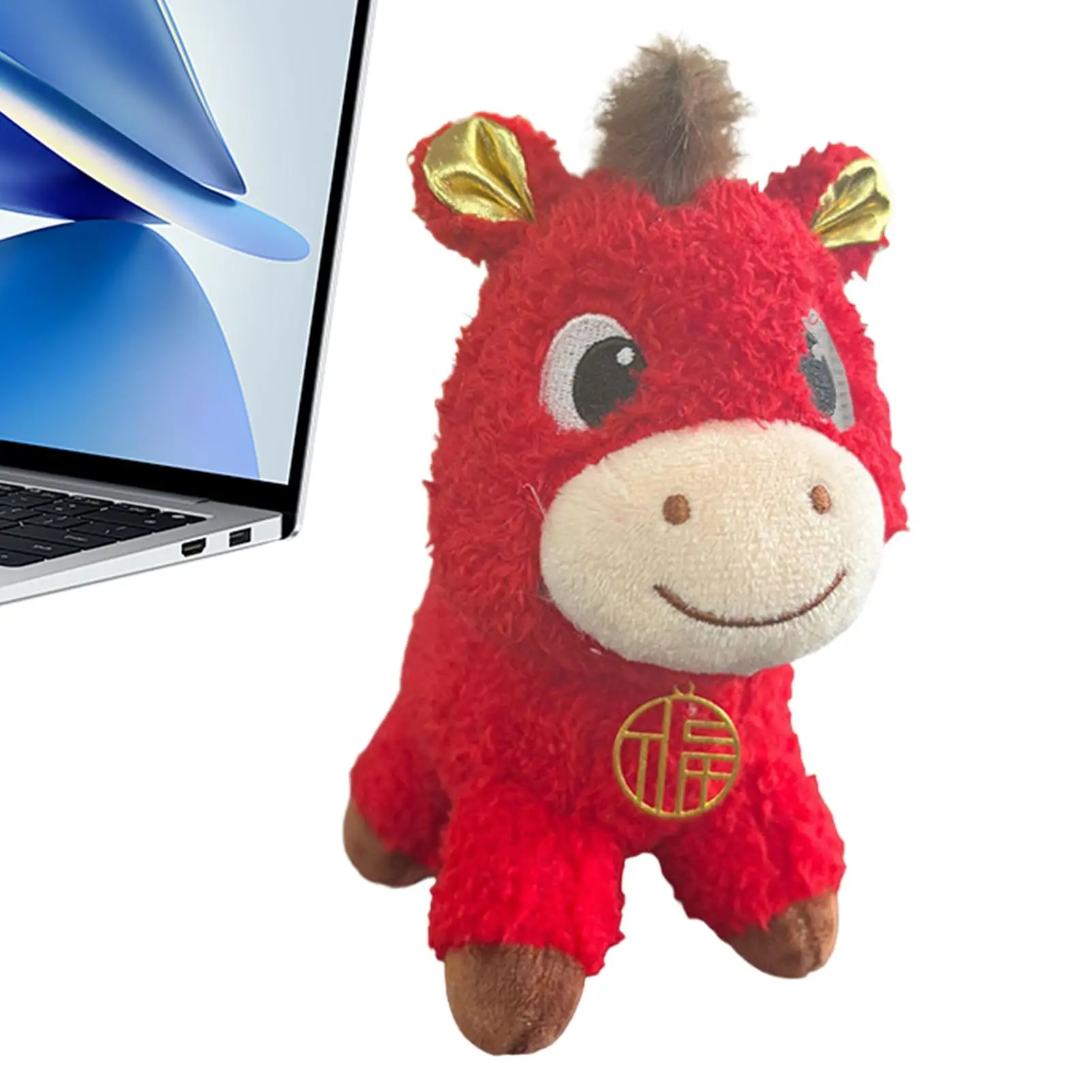 

Мягкая красная счастливая новогодняя кукла-талисман с лошадью, плюшевая игрушка для дивана, прикроватная тумбочка, кровать, детский диван