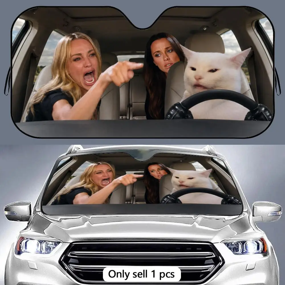 

Funny Pets Driving Sun Visor Aluminum Foil Windshield Sunshade with Reflective UV Block Heat Insulation Foldable Universal Fit