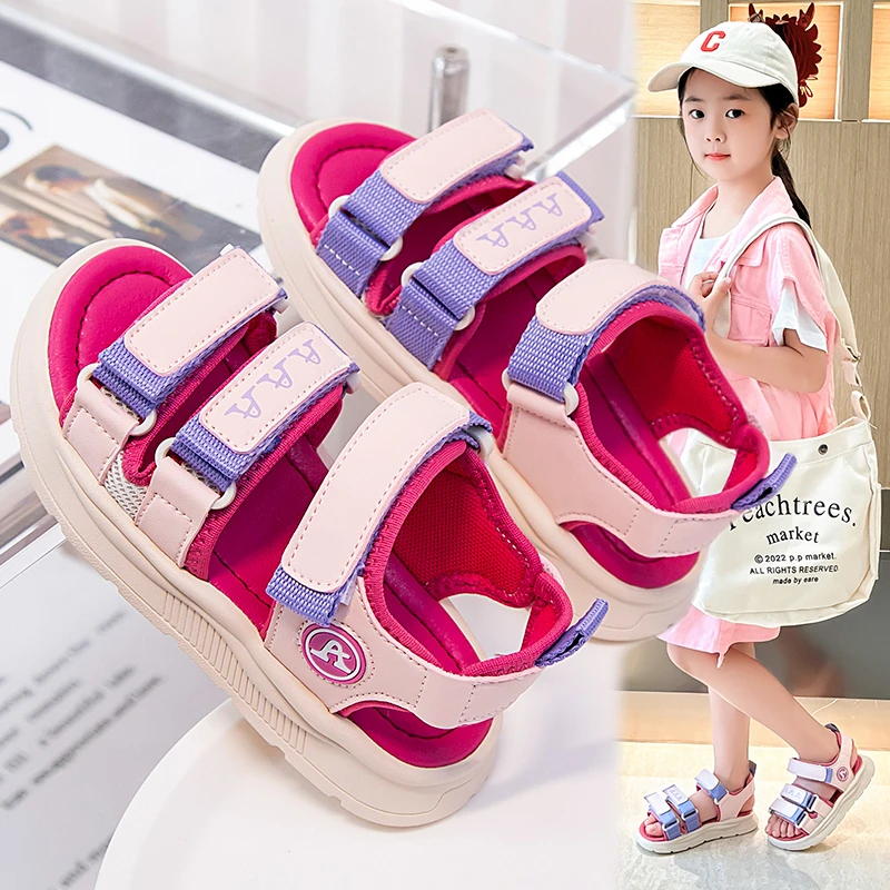 Boys' Sandals Children's Fashion Rose Non-slip Beach Shoes Kid's New Girls' Green Casual Shoes Single Version Sandalies