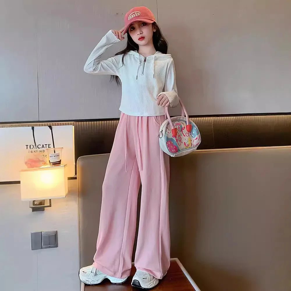 

Baby Girl Clothes Suit Girls Spring and Autumn 2024 New Fashion Wide-leg Pants Fashion Clothes Girls Autumn Comfort 2-piece Set