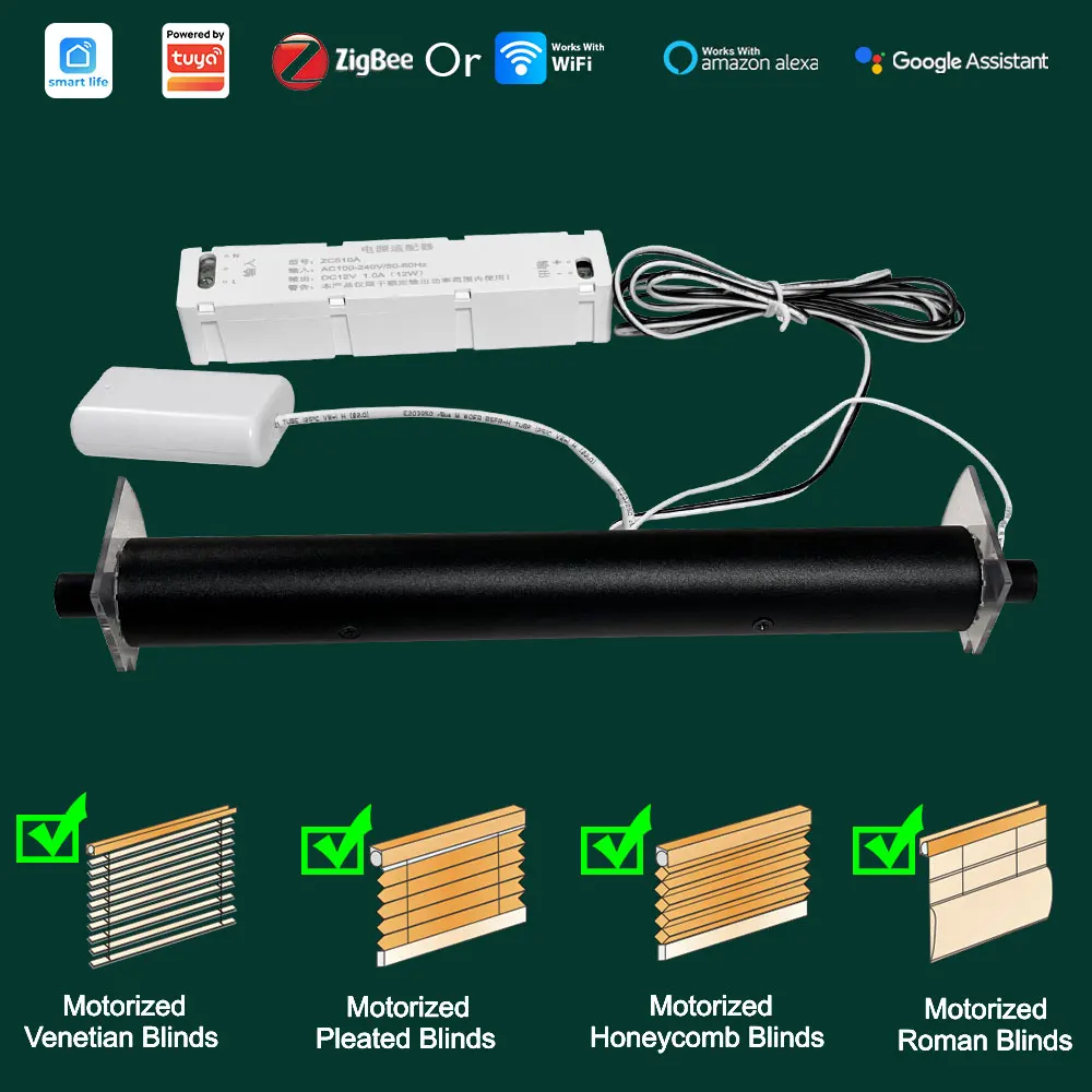 Tuya Smart WiFi/ZigBee Roman Blind Honeycomb Roller Motor Electric Venetian Shade Shutter App Voice Control Day/Night Office
