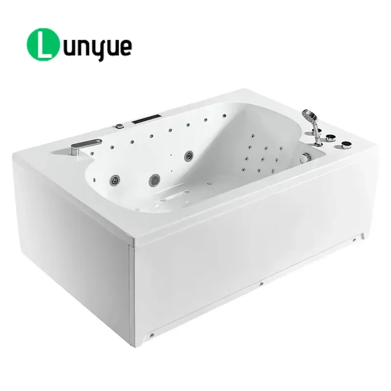 Double Massage Spa Bathtub with Bluetooth Music and Bubble Nozzles for Home Bathroom Luxury Relaxation Hydrotherapy