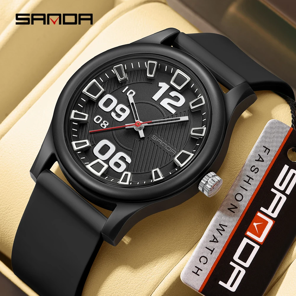 SANDA 3252 Top Popular Student Quartz Watch Fashionable and Simple Luminous Waterproof Silicone Tape Children's Quartz Watch