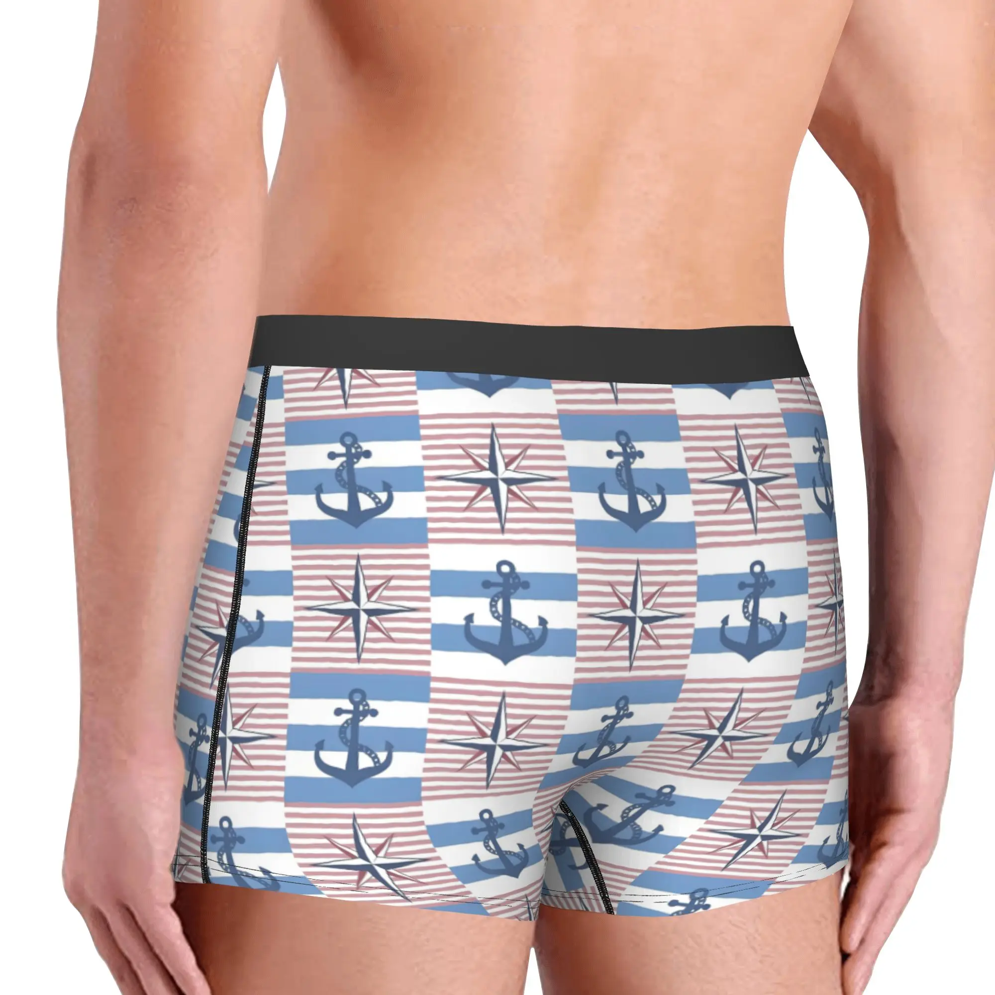 Nautical Anchor Compass Adventure Captain Sailor  Boxers Shorts Men  Briefs Underwear Novelty Underpants