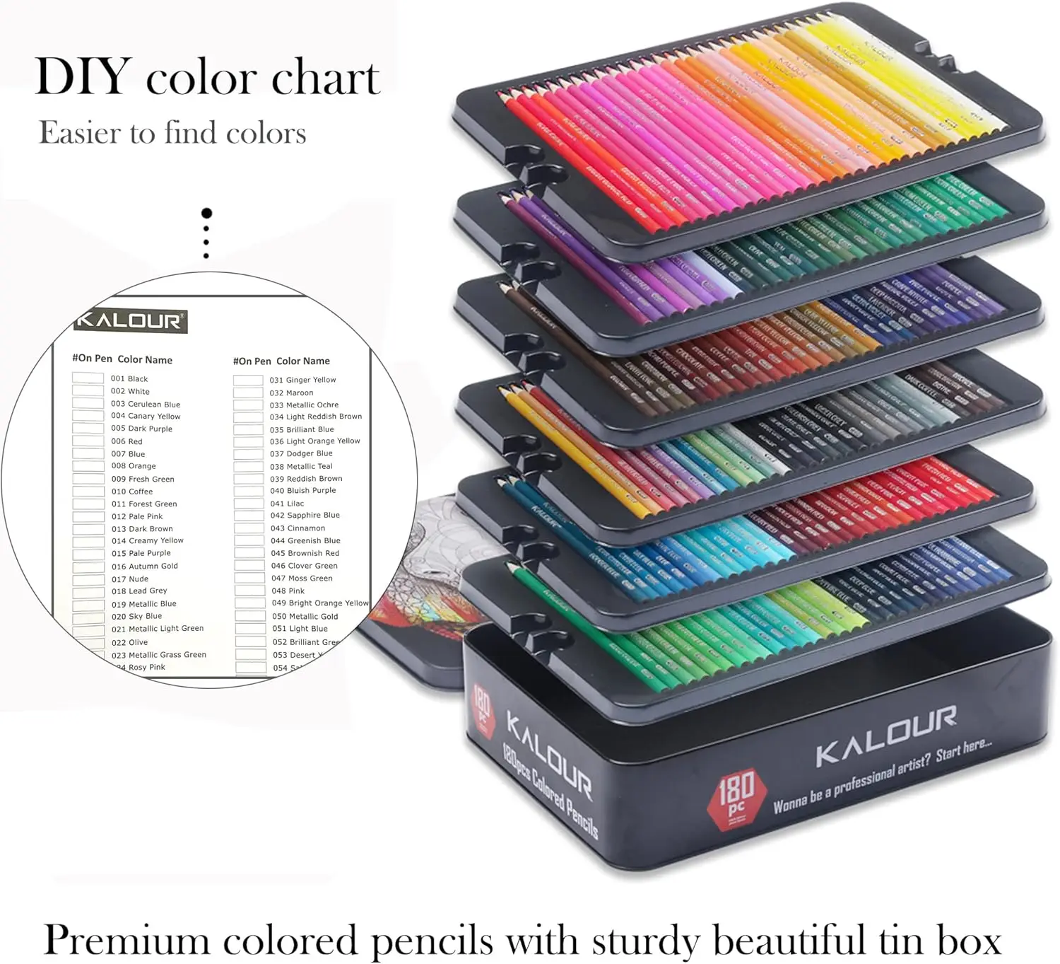 KALOUR 180 Colors Professional Colored Pencils Set Fine Art Drawing Non-toxic Oil Pencils Set for Sketching Coloring Pencil image 5
