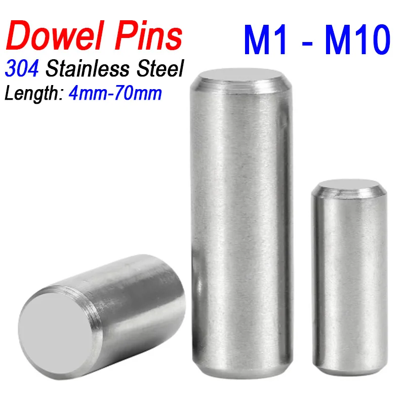 M1 M1.5 M2 M2.5 M3 M3.5 M4 M5 M6~M10 Cylindrical Locating Dowel Pin GB119.1 304 Stainless Steel Fixed Shaft Pins Round Solid Rod