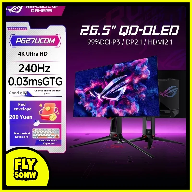 

Оригинальный 27-дюймовый монитор ROG PG27UCDM, 4K, 240 Гц, 16:9, 3840x2160, QD-OLED-экран, монитор для настольного ноутбука, офисный геймерский ПК, Gami
