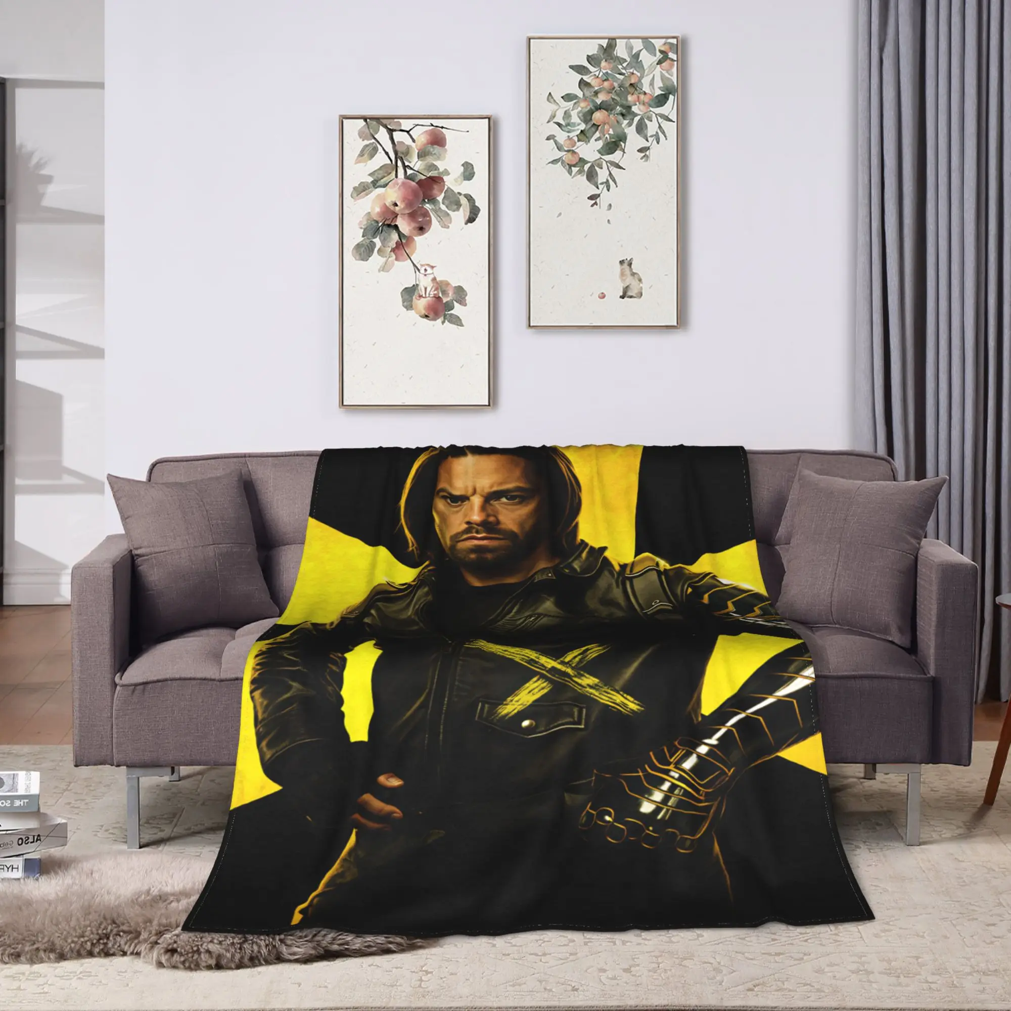 Bucky Barnes Winter Soldier Flannel Blanket  Warm Soft Bedding Throws for Bedroom Travel Pattern Bedspread Sofa Bed Cover