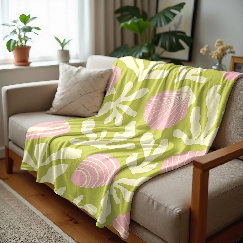 Shell Coral Ultra Soft Sherpa Fleece Blanket Fluffy Warm Halloween Cozy Throw for Sofa Couch Bedroom Gift All season