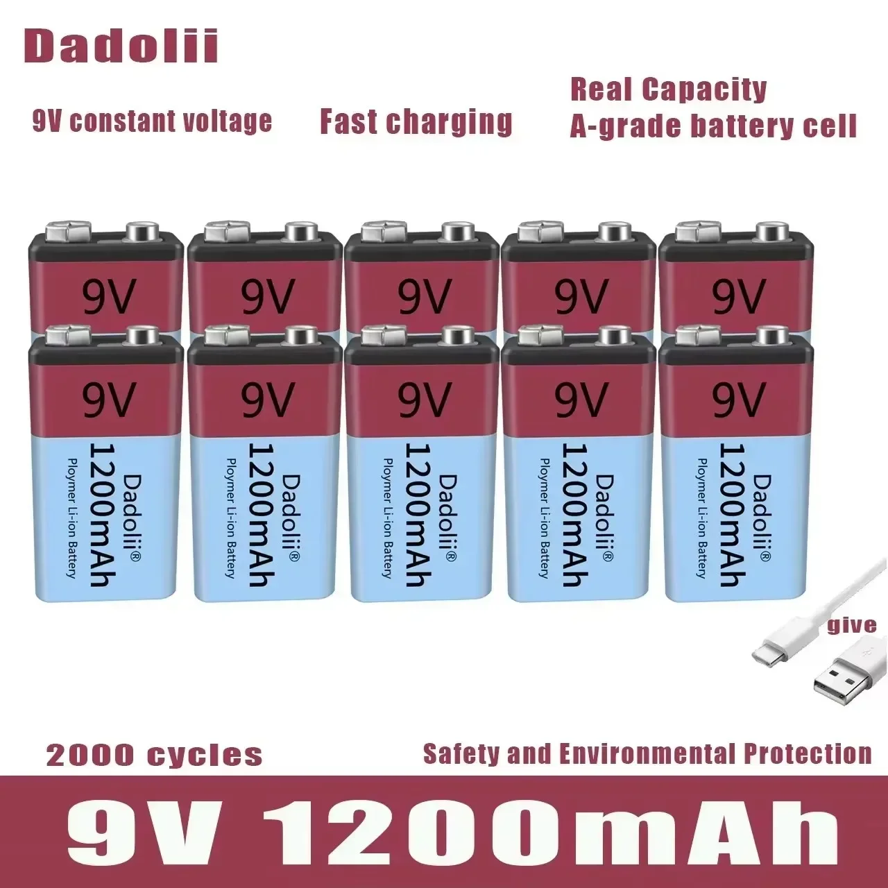 9V 1200Mah Li-Ion R…
