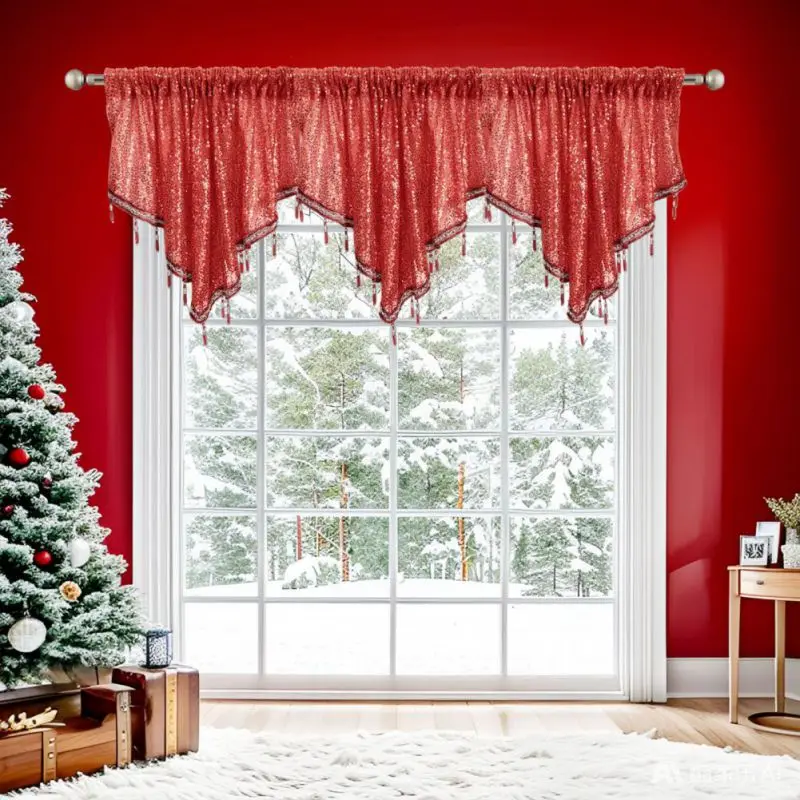 ‌ Cachecol de janela de lantejoulas inspirado em discoteca, cortina festiva com bolso para festas e cenários fotográficos, tratamento de janela retrô chique