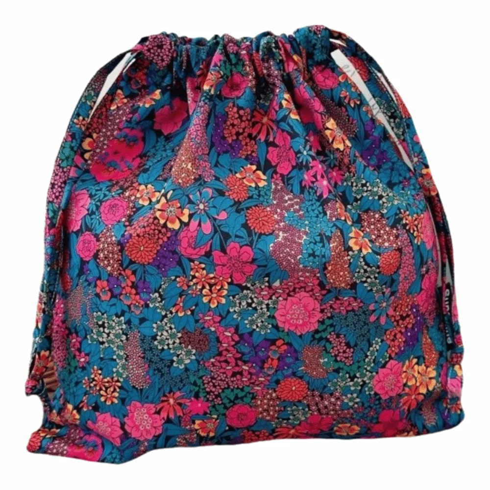 Vintage Floral Print Drawstring Storage Bag Bohemian Hanging Floral Drawstring Bag Portable Handbag ‌Boho Floral Pouch‌ Gift Bag