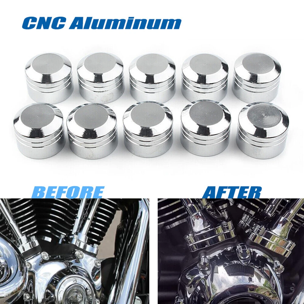 

10pcs Motorcycle Head Bolts Cap Cover CNC Schrauben Topper Caps Cover For Harley Sportster Touring Dyna Big Twin Cam Softail