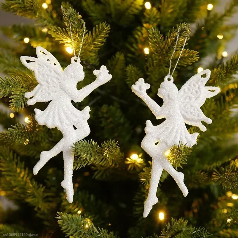 Christmas Tree Hanging Ornaments Snowflake Angel Deer White Pendants Navidad New Year Party Home Xmas Tree Decorations Kids Toys