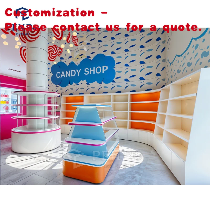custom.Popular Big Candy Store Fixtures Pink Lollipop Candy Sweet Shop Interior Design Customized Retail Candy Snack Display Rac