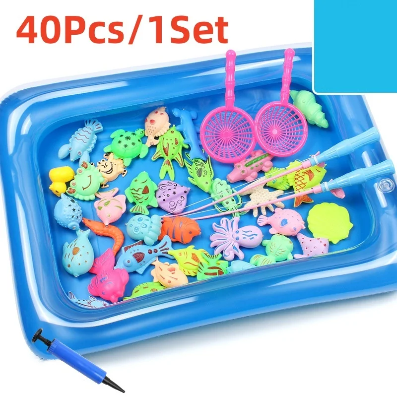 Kinder Magnetisch Vissen Speelgoed Zwembad Kleuterschool Puzzel Ouder Kind Spel Multi Person Samenwerking Opblaasbare Vis Zwembad