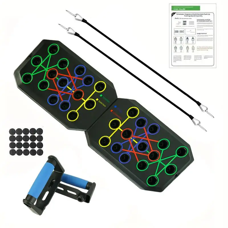 Tabla de flexiones con 30 orificios, bandas de resistencia y asas, entrenador multifuncional para pecho, brazos y abdomen, gimnasio en casa para hombres y mujeres