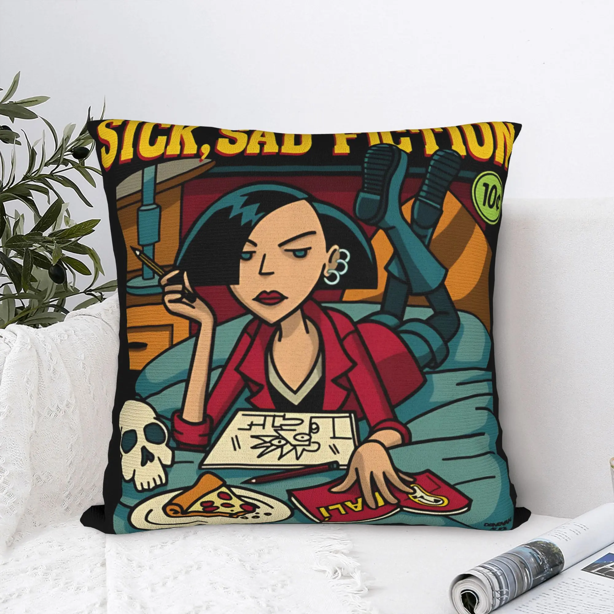 Darias Sick Sad Fiction Pillowcase Polyester Cushion Cover Gift  Throw Pillow Case Cover Home Square 45X45cm