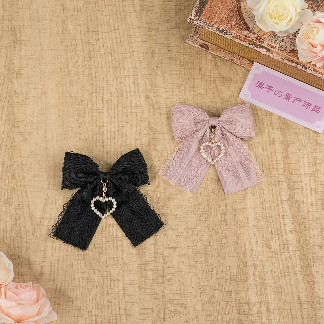 Lolita cosplay Girl hairpin Sweet Lace Bow barrette cute hair accessories Japanese hair clips y2k cute headwear