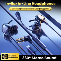 Gaming Wired Headphones In-ear HiFi Wired Sport Headphone with Mic Noise Cancelling Headphones For Laptop Computer 3.5mm Type-c