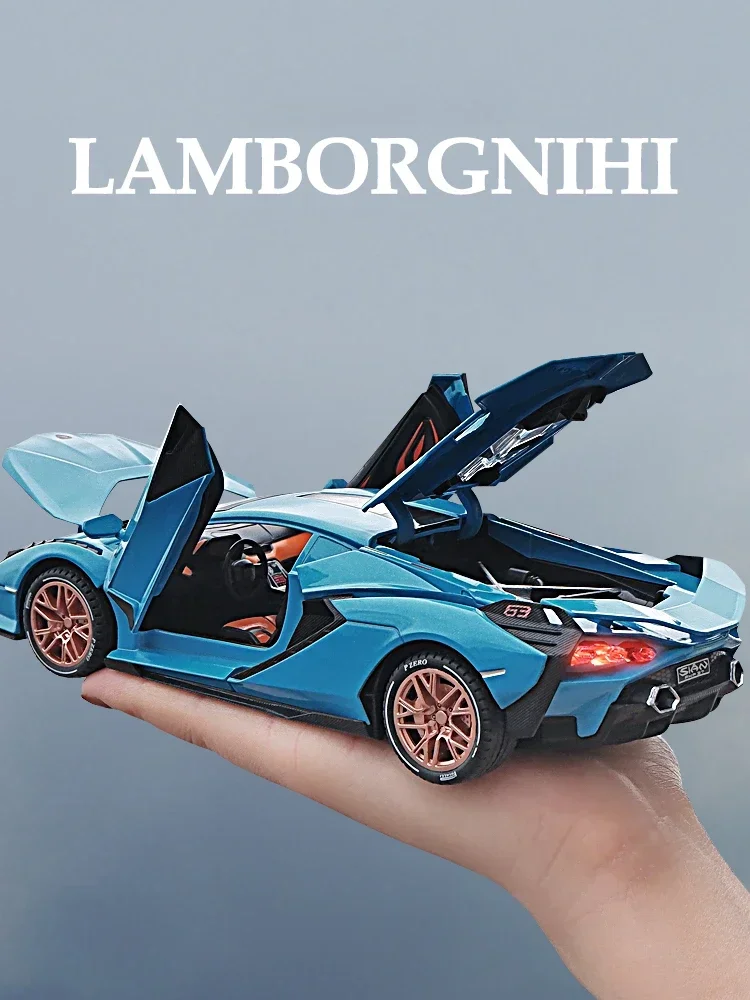 

Simulaiton 1:24 Lambo Sian 63 Super Car Model Diecasts Toys Vehicles For Kids Boys Sound And Light Collection Metal Car Model