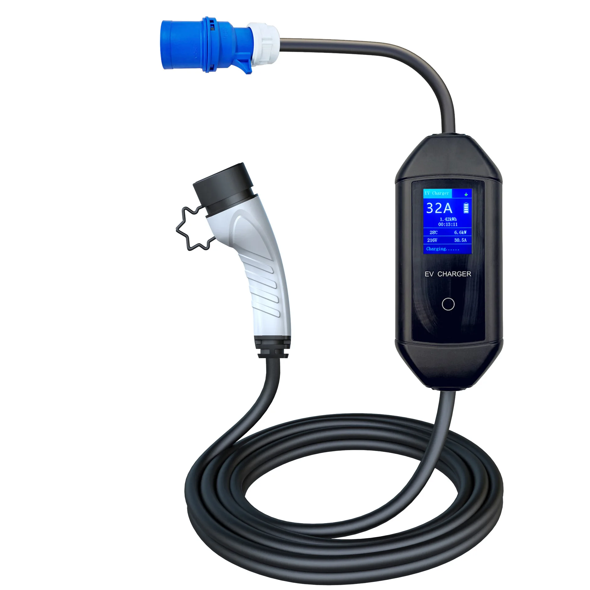 Home Use Adjustable Current 32A Level 2 EV Car Charger Type2 Type1 EV Charger GBT Charging Portable EV Charger for VW ID4