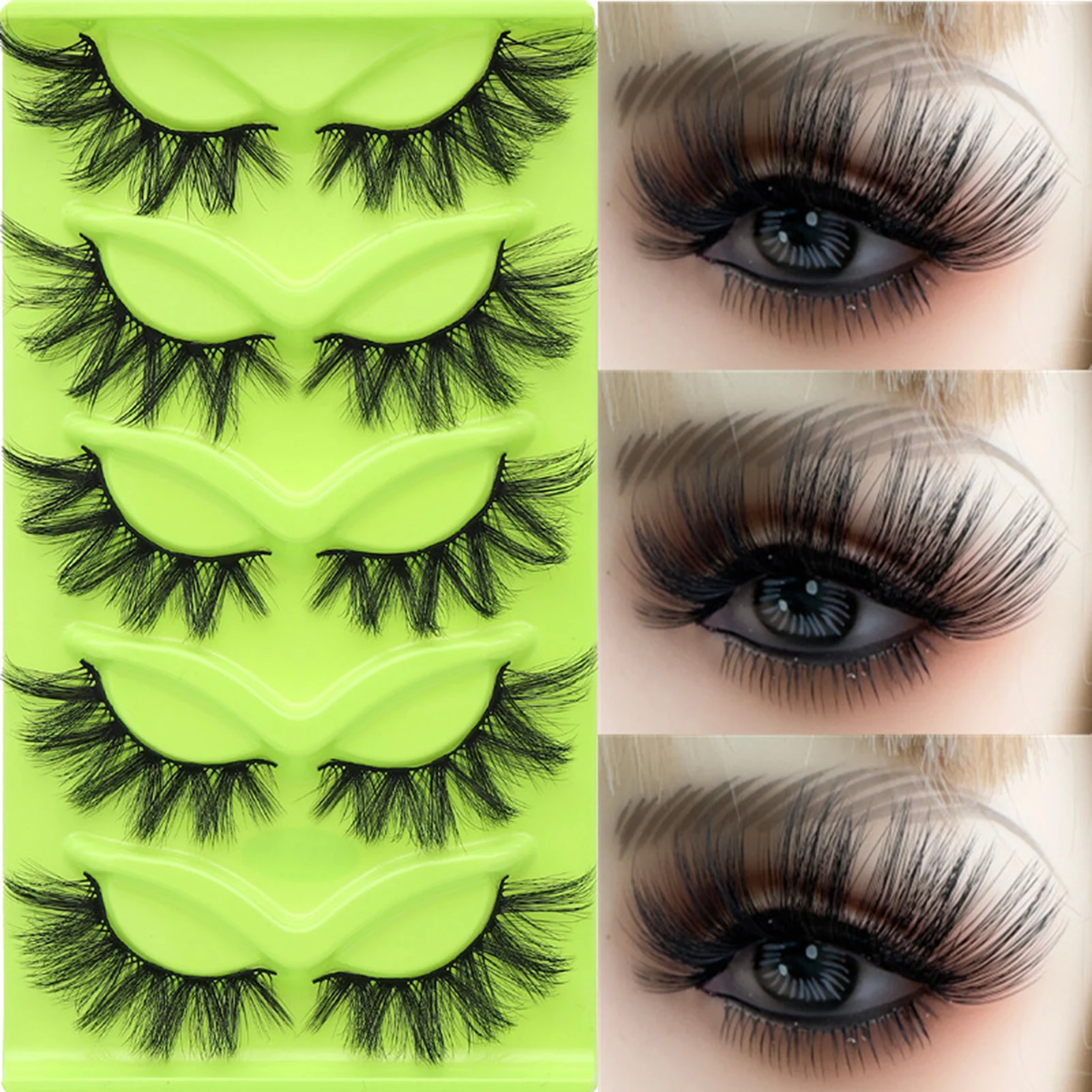 5 أزواج الثعالب الطبيعية تطول الرموش الصناعية كامل قطاع عيون القط سميكة لاش ثلاثية الأبعاد متعدد الطبقات الشباك تأثيري Wispy الرموش