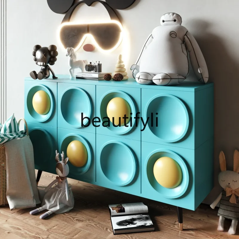 

Cream wind baking paint dining side porch decoration multi-functional living room tea storage storage cabinet