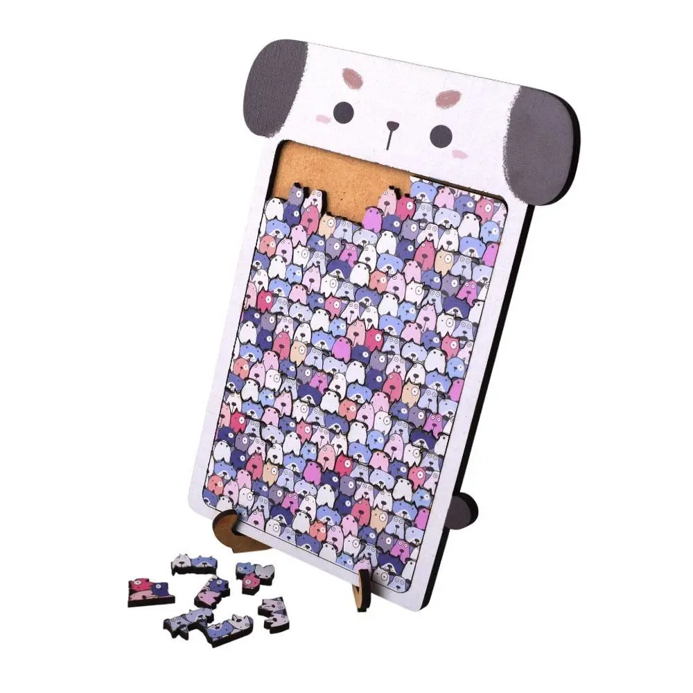 Brain Burning Cat Wooden Puzzle Animal Puzzle Puppy Raccoon-shaped Jigsaw Home Decor Dog Unique Irregular Puzzle