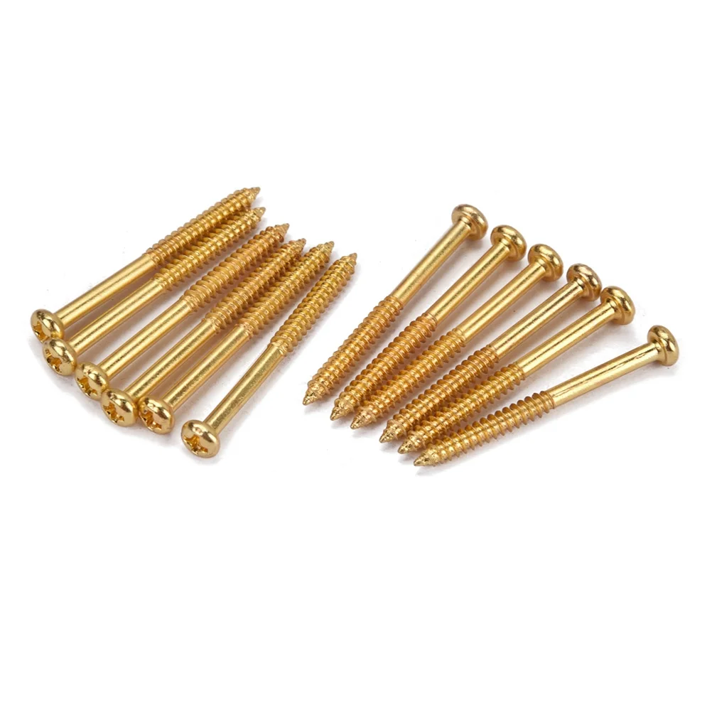 

12Pcs Metal Gold Pickup Screws 37mm Length 3mm Thread Diameter Replacement for Most Pickups Including Pb Jb P90