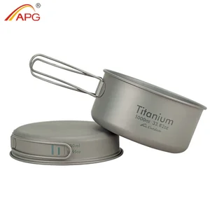 APG Ultralight Titanium Pan al aire libre Camping Titanium Bowl Juego de cuencos de mango plegable. 12 mejores conjuntos de salto de ventas - №7