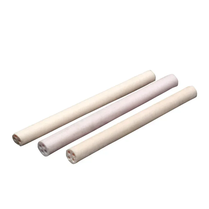 95 Alumina Ceramic High-Purity Four Hole Corundum Tube Thermocouple Core Porous Insulation Tube 1 Meter Long