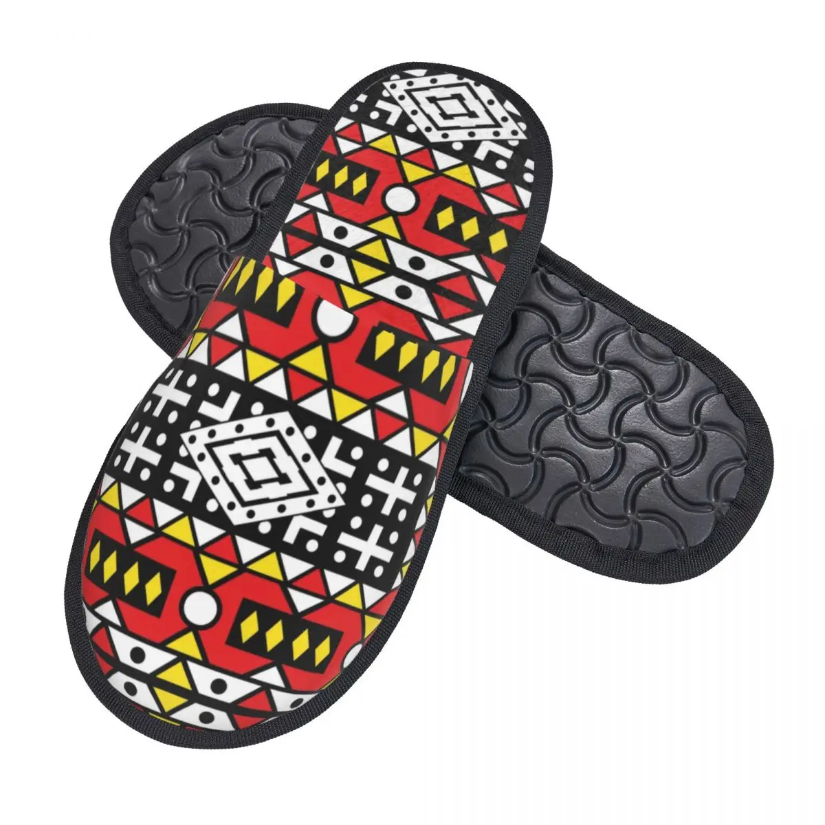 Custom Kizomba Samakaka Ankara Print Soft Memory Foam House Slippers Women African Wax Design Comfy Warm Anti-skid Sole Slipper