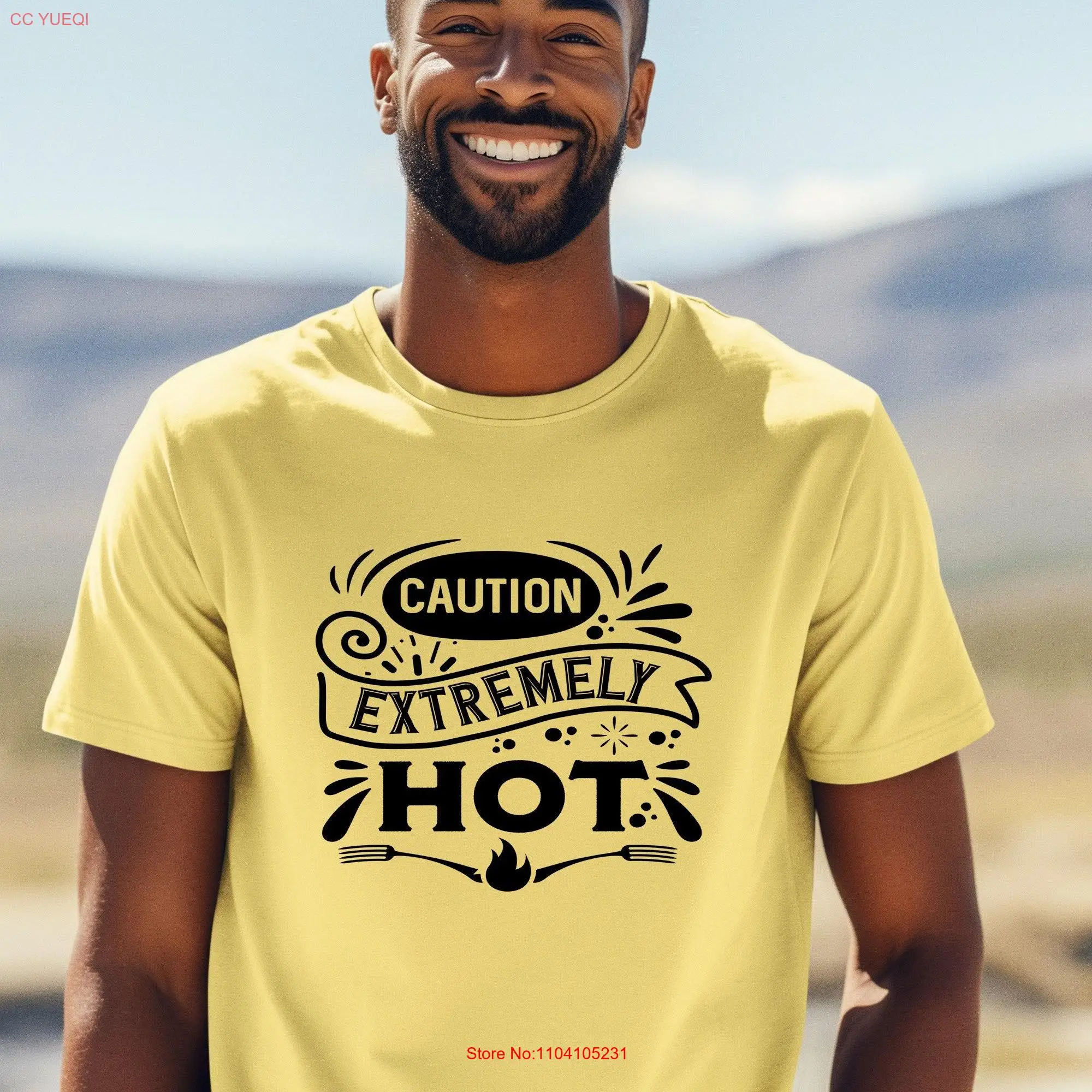 Caution Extremely Hot Funny Summer T Shirt Weekend Vacation Offensive Mens Drinking Gag Novelty Silly Fathers