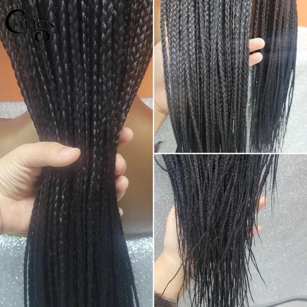 Cparrucche parrucca treccia nera per donna nera parrucca sintetica piena del merletto da 36 pollici parrucche del merletto delle trecce di Cornrow di moda con i capelli del bambino Glueless