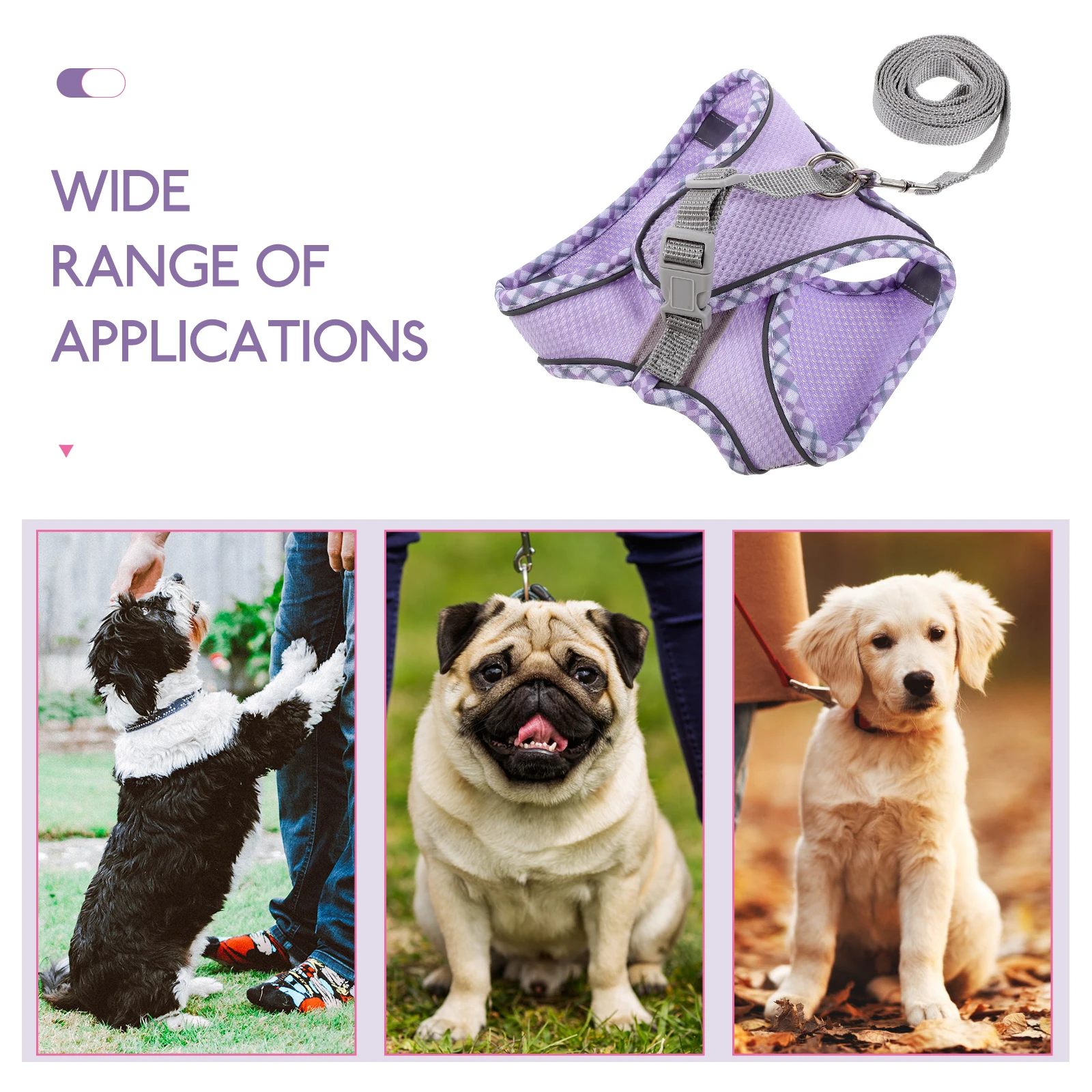 

1Set Pet Leash Harness Kit Small Dog Adjustable Chest Neck Anti-Slip Comfortable Lightweight Outdoor Walking Hiking