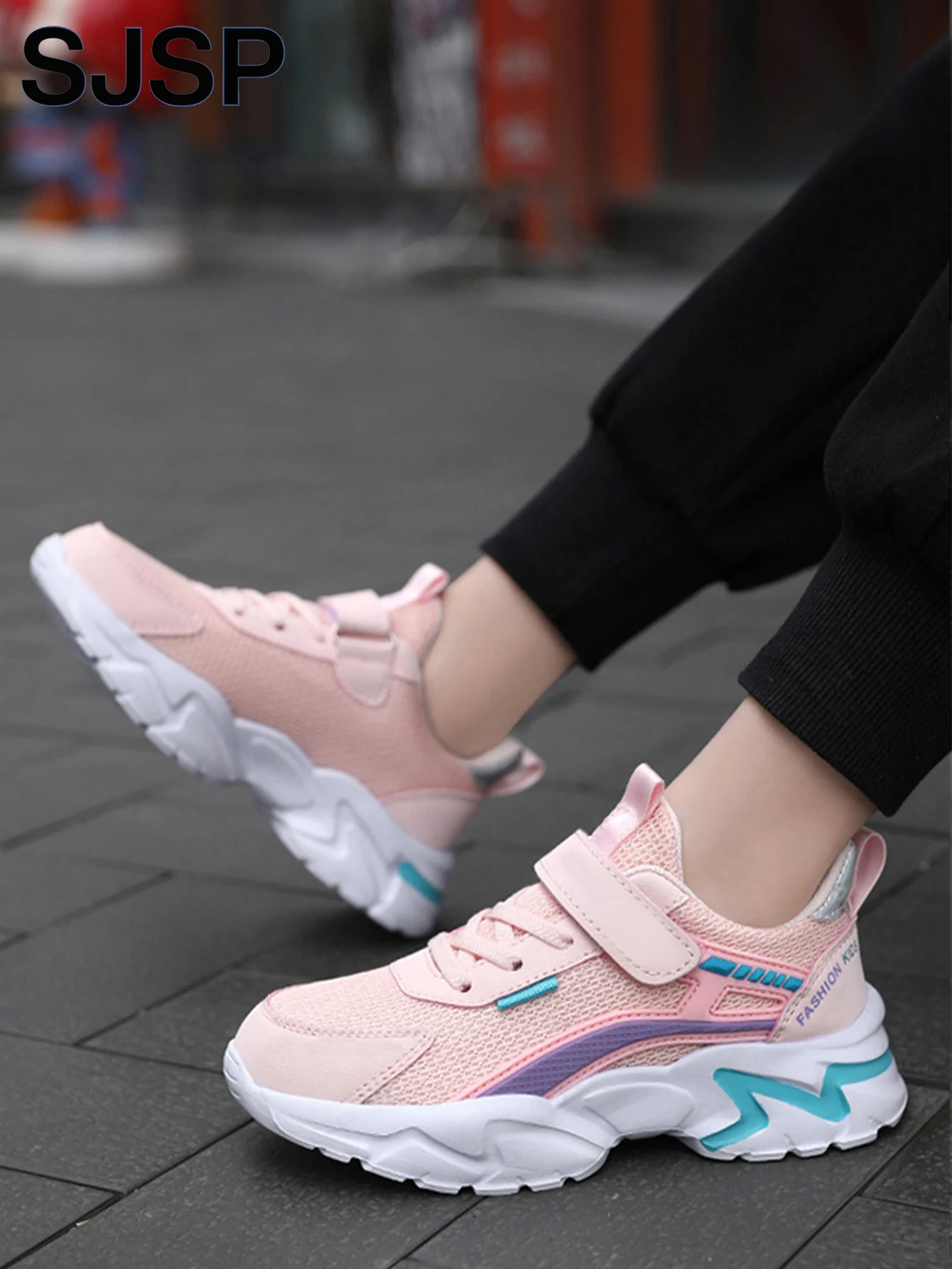 أحذية كاجوال للأطفال شبكية وردية قابلة للتنفس للفتيات، أحذية جري عصرية خفيفة الوزن للمراهقين الذين تتراوح أعمارهم بين 7-15، أحذية رياضية للأطفال الطلابية للفتيات #6