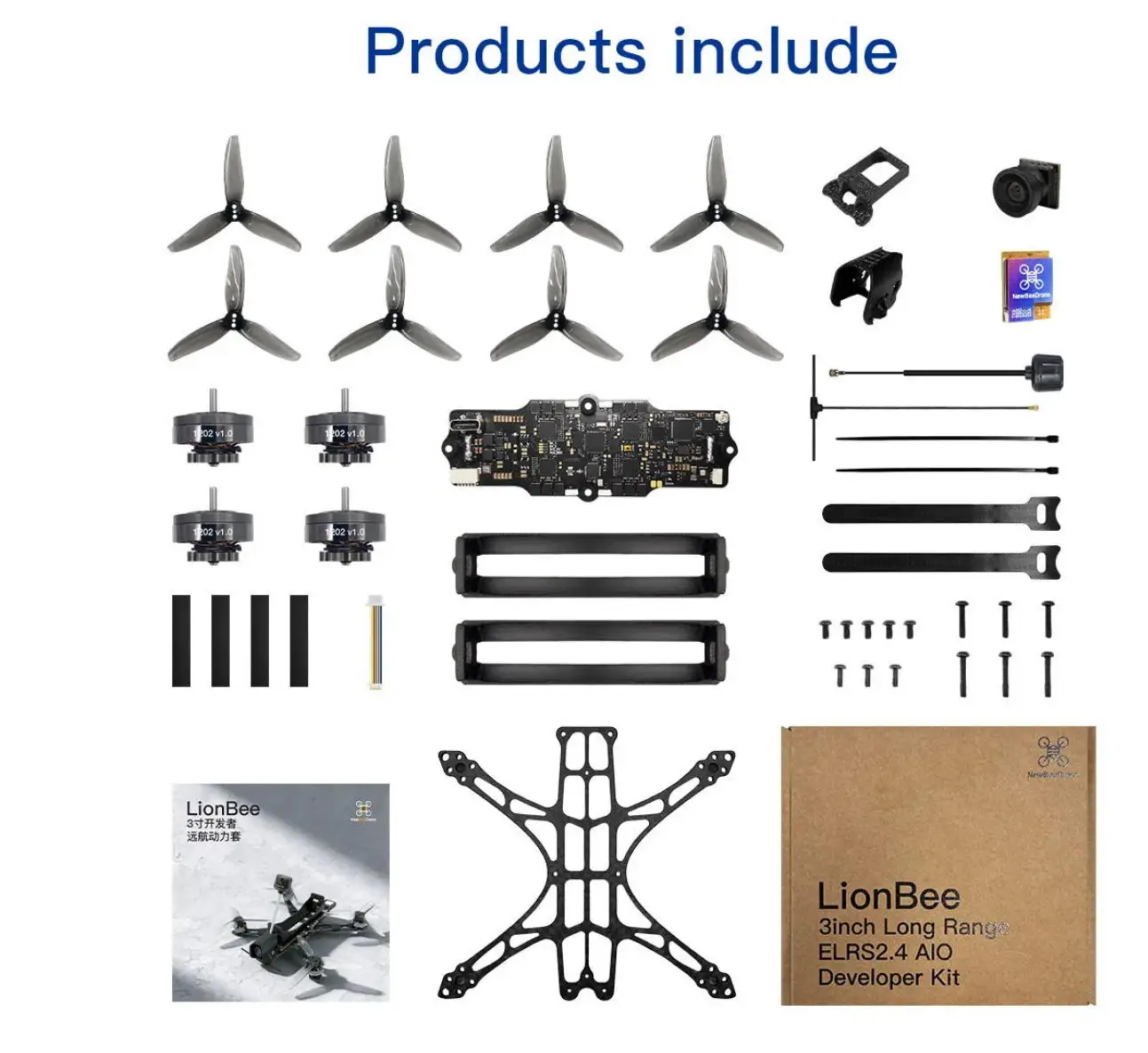 โดรน NewBeeDrone LionBee ขนาด 3 นิ้ว ระยะไกล รุ่น BNF, ELRS 2.4G AIO, ตัวเลือกแบตเตอรี่ 18650 3000mAh, ชุดโดรน FPV Quadcopter