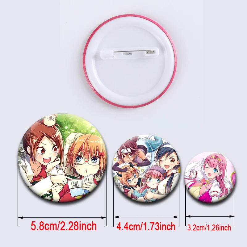 Anime We Never Learn BOKUBEN Brooches Nariyuki Yuiga,Fumino Furuhashi,Rizu Ogata Pins Bag Decor Round Cartoon Badge Jewelry Gift